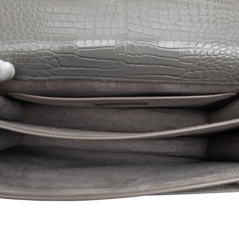 Large Croc Embossed Leather Monogram Sunset Crossbody - Image 4