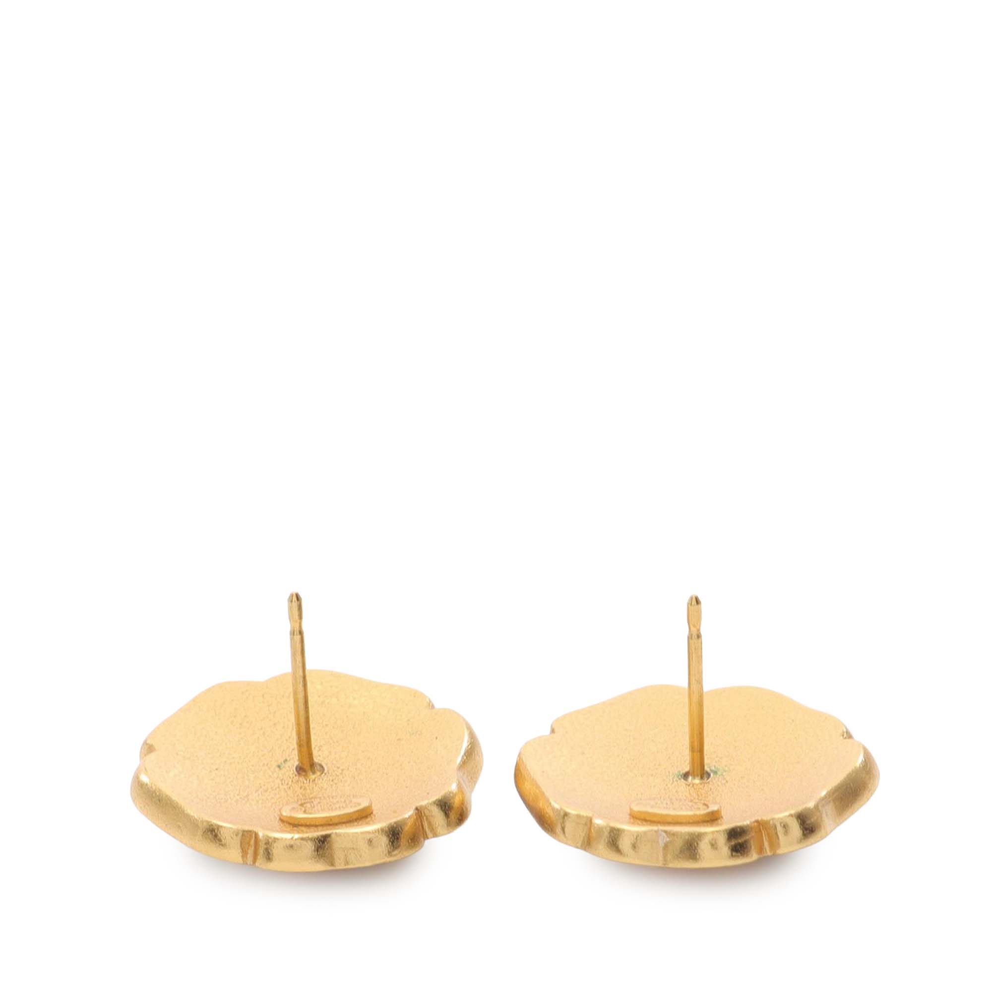 Enamel Camellia CC Stud Push Back Earrings - Image 2