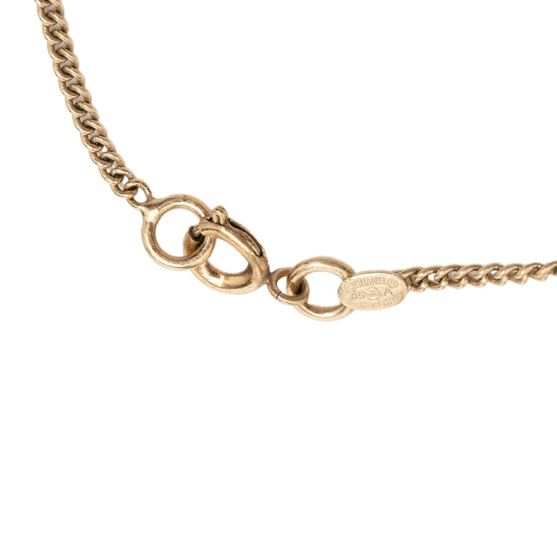 Gold Plated Rhinestone CC and Flap Bag Pendant Necklace - Image 3
