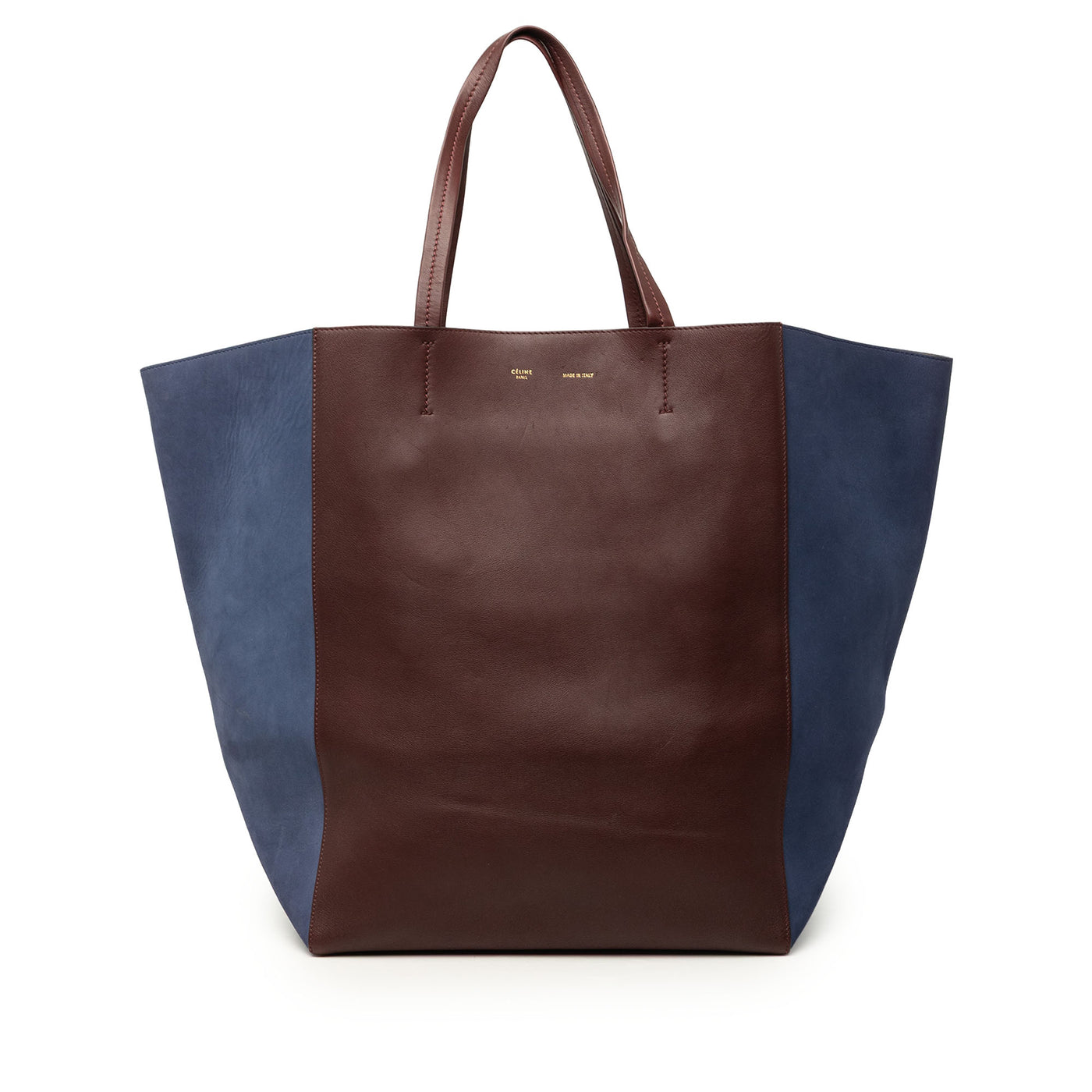 Large Bicolor Suede and Calfskin Phantom Cabas Tote - Image 1