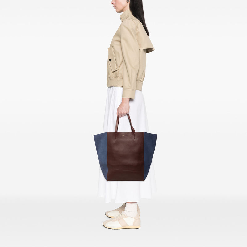 Large Bicolor Suede and Calfskin Phantom Cabas Tote - Image 7