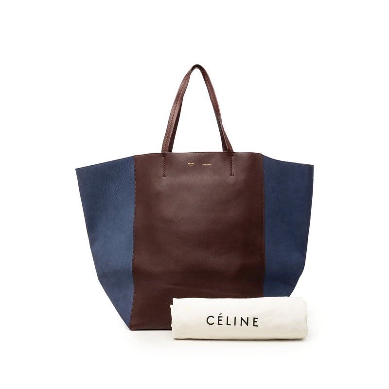 Large Bicolor Suede and Calfskin Phantom Cabas Tote - Image 8