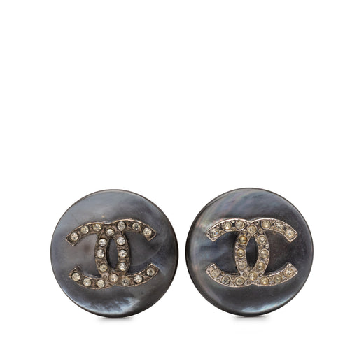 CC Faux Pearl Strass Clip On Earrings - Image 1