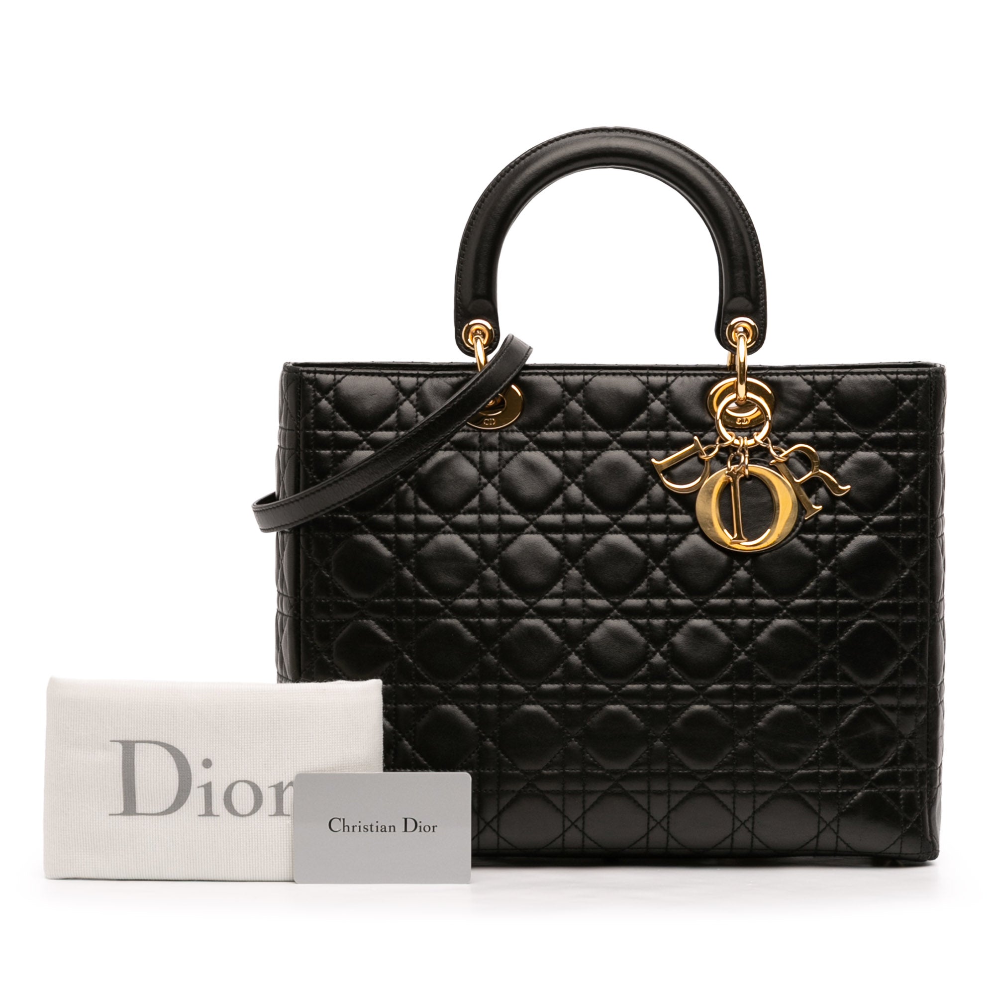 Large Lambskin Cannage Lady Dior - Image 11