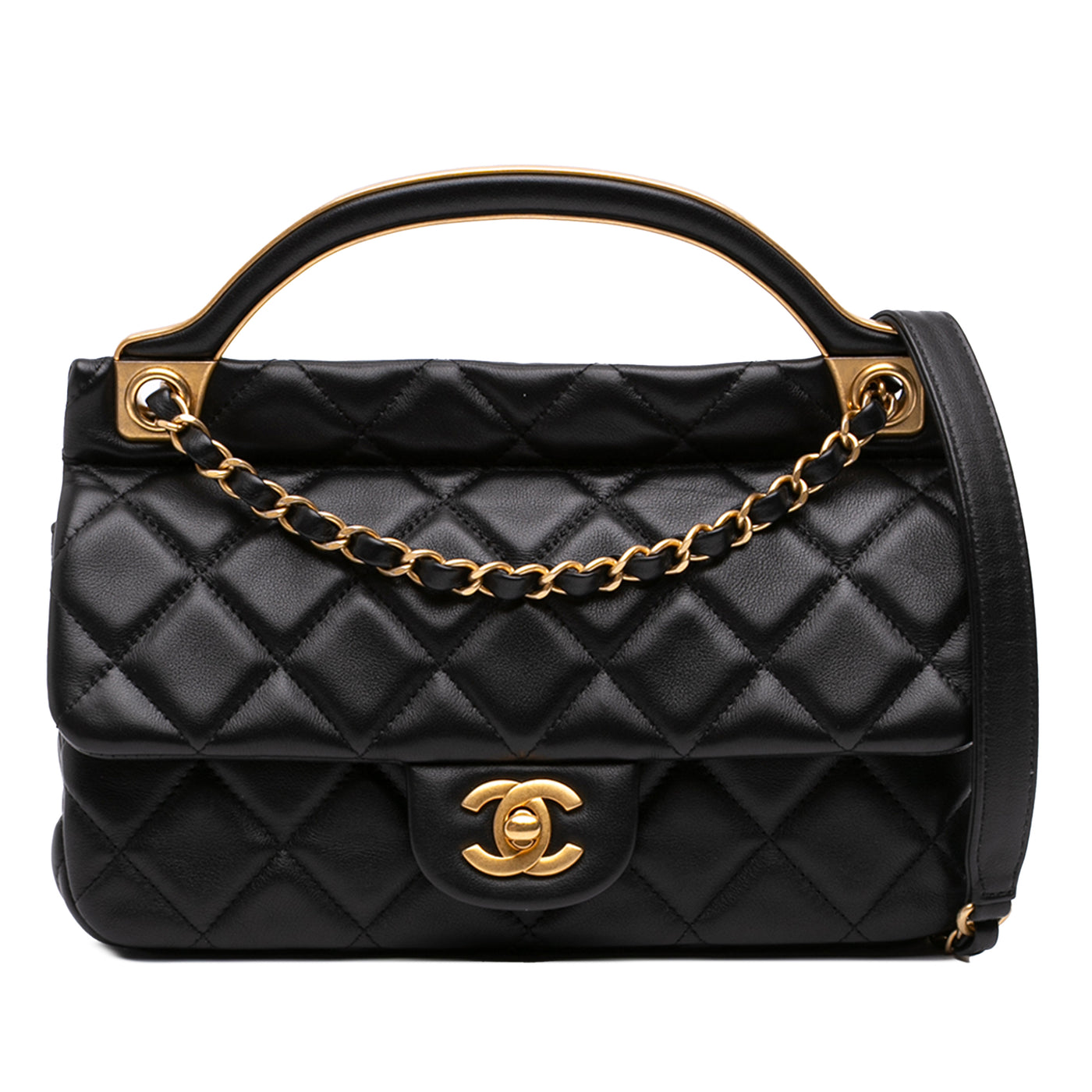 Small Quilted Calfskin Lady Handle Clutch With Chain - Image 1