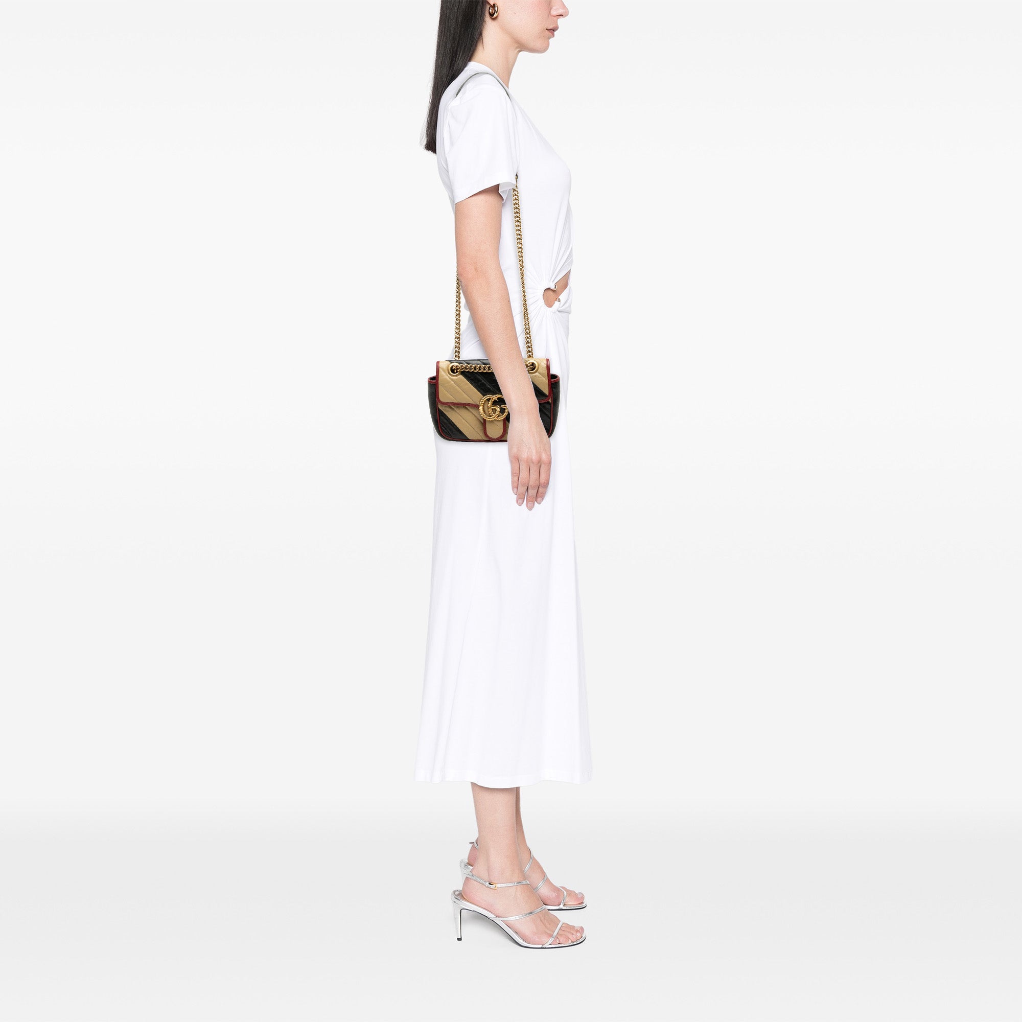 Small GG Marmont Matelasse Diagonal Leather Torchon Shoulder Bag - Image 7