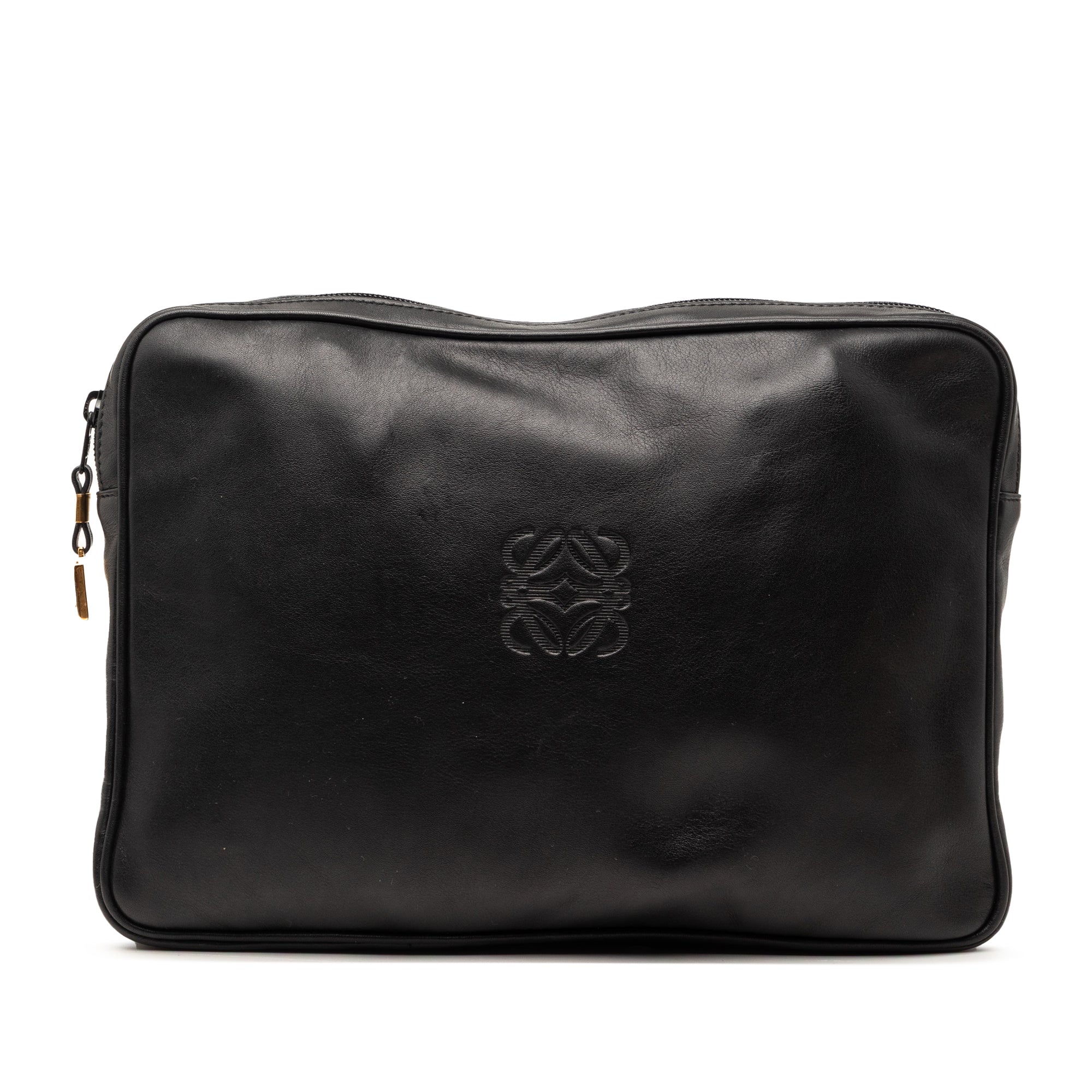 Leather Anagram Clutch - Image 1