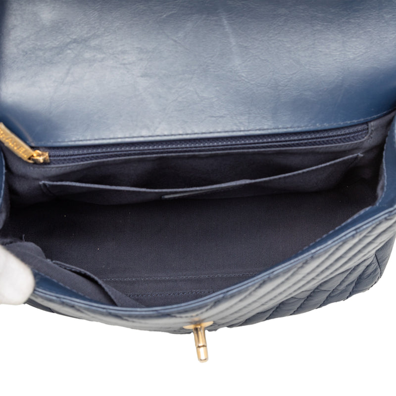 CC Chevron Aged Calfskin Top Handle Flap - Image 4