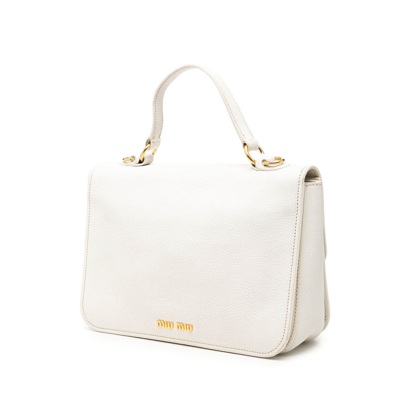 Goatskin Madras Push Lock Top Handle Satchel - Image 2
