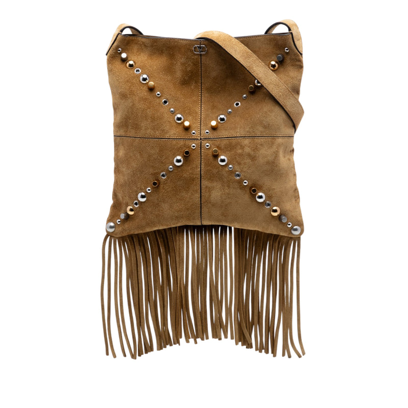 Suede Studded Nellcote Fringe Crossbody