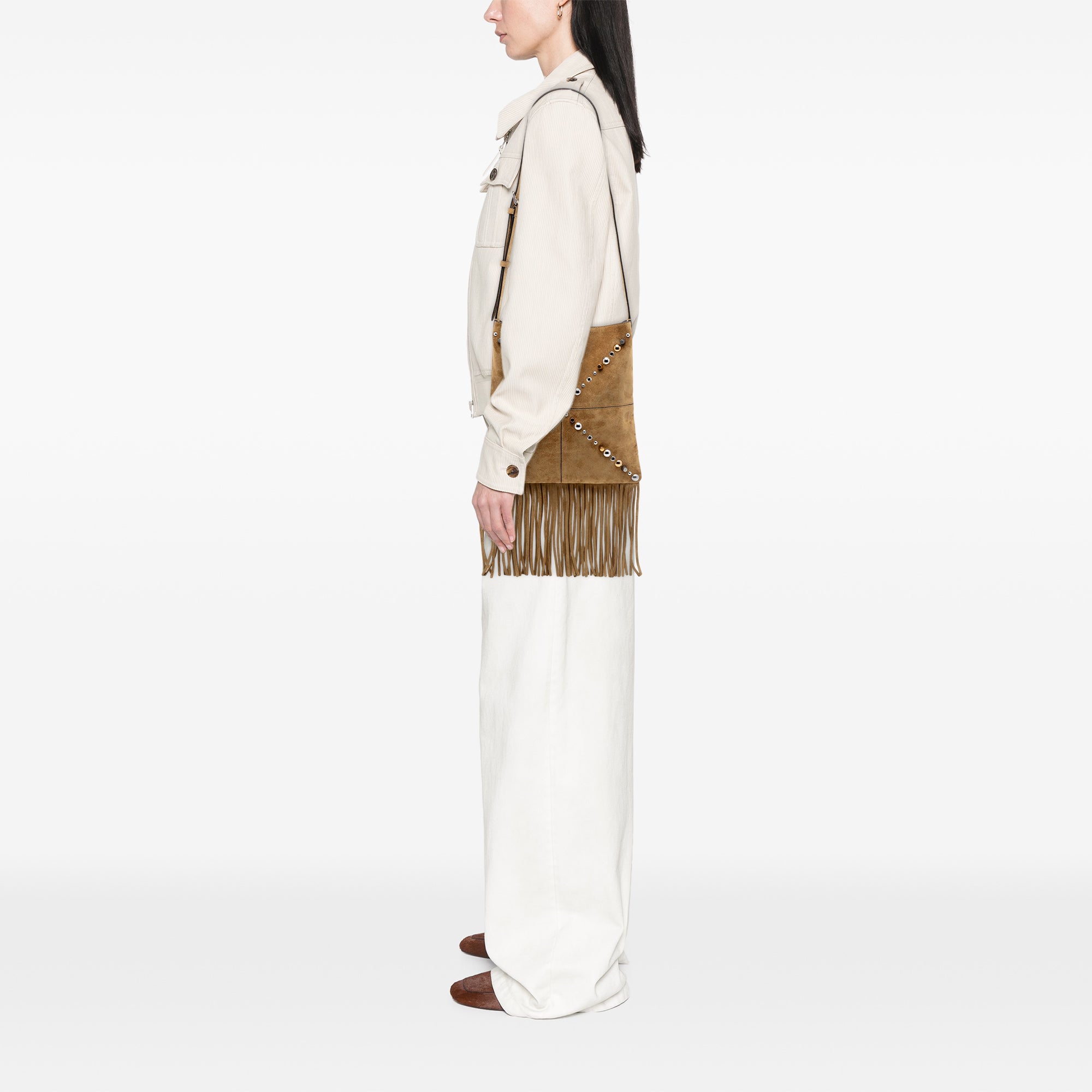 Suede Studded Nellcote Fringe Crossbody - Image 6