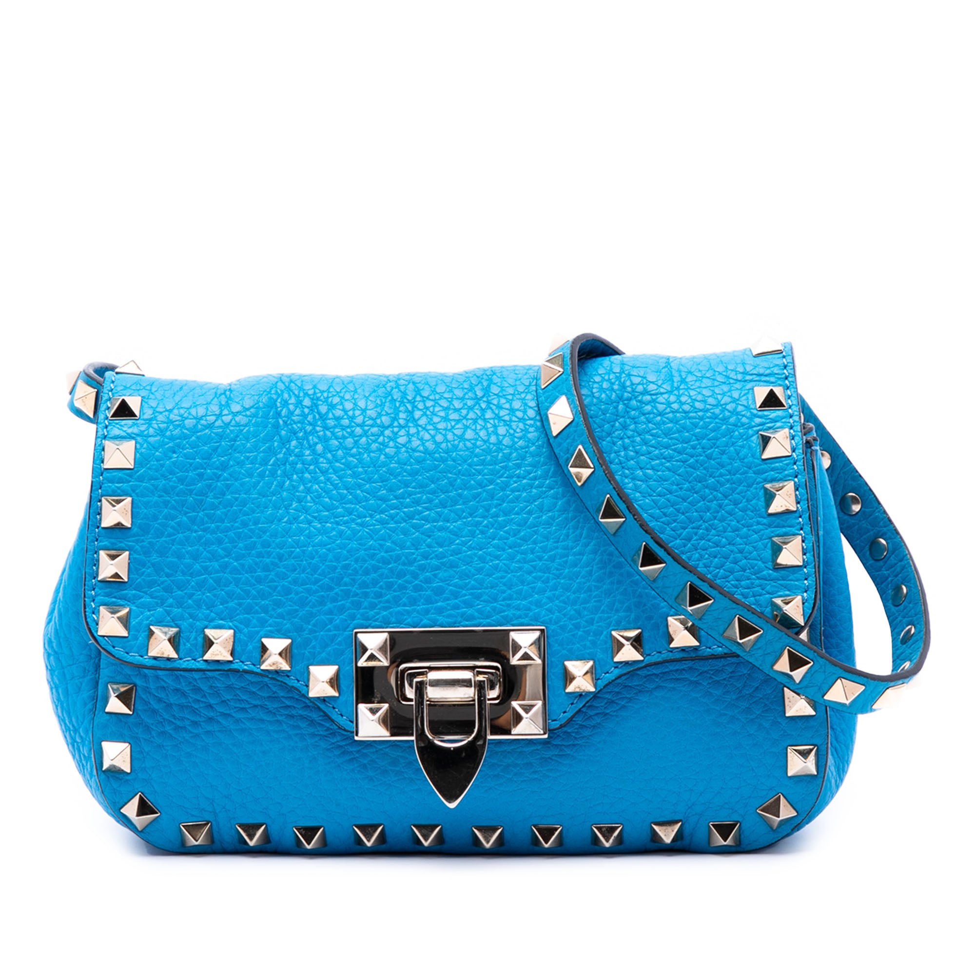 Mini Pebbled Calfskin Rockstud Flap Crossbody - Image 1