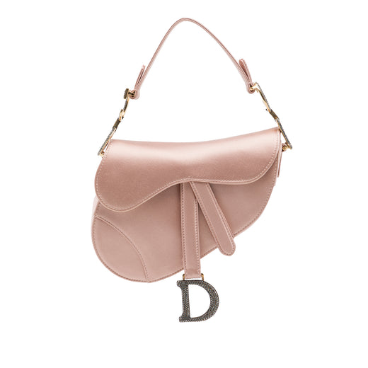 Mini Satin Crystal Embellished Saddle Bag - Image 1