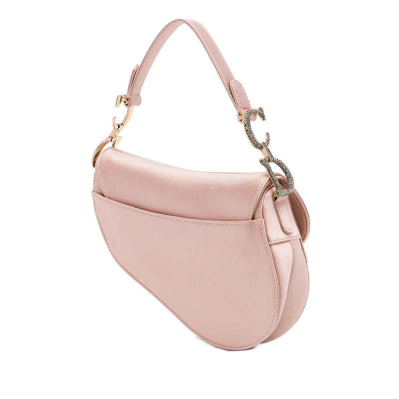 Mini Satin Crystal Embellished Saddle Bag - Image 2