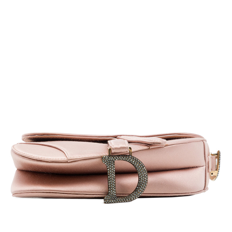 Mini Satin Crystal Embellished Saddle Bag - Image 3