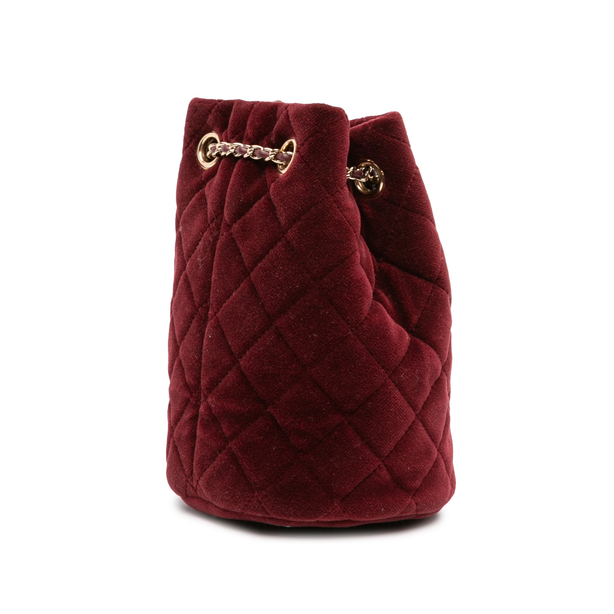Mini Velvet Crystal Pearl Crush Bucket Bag - Image 2