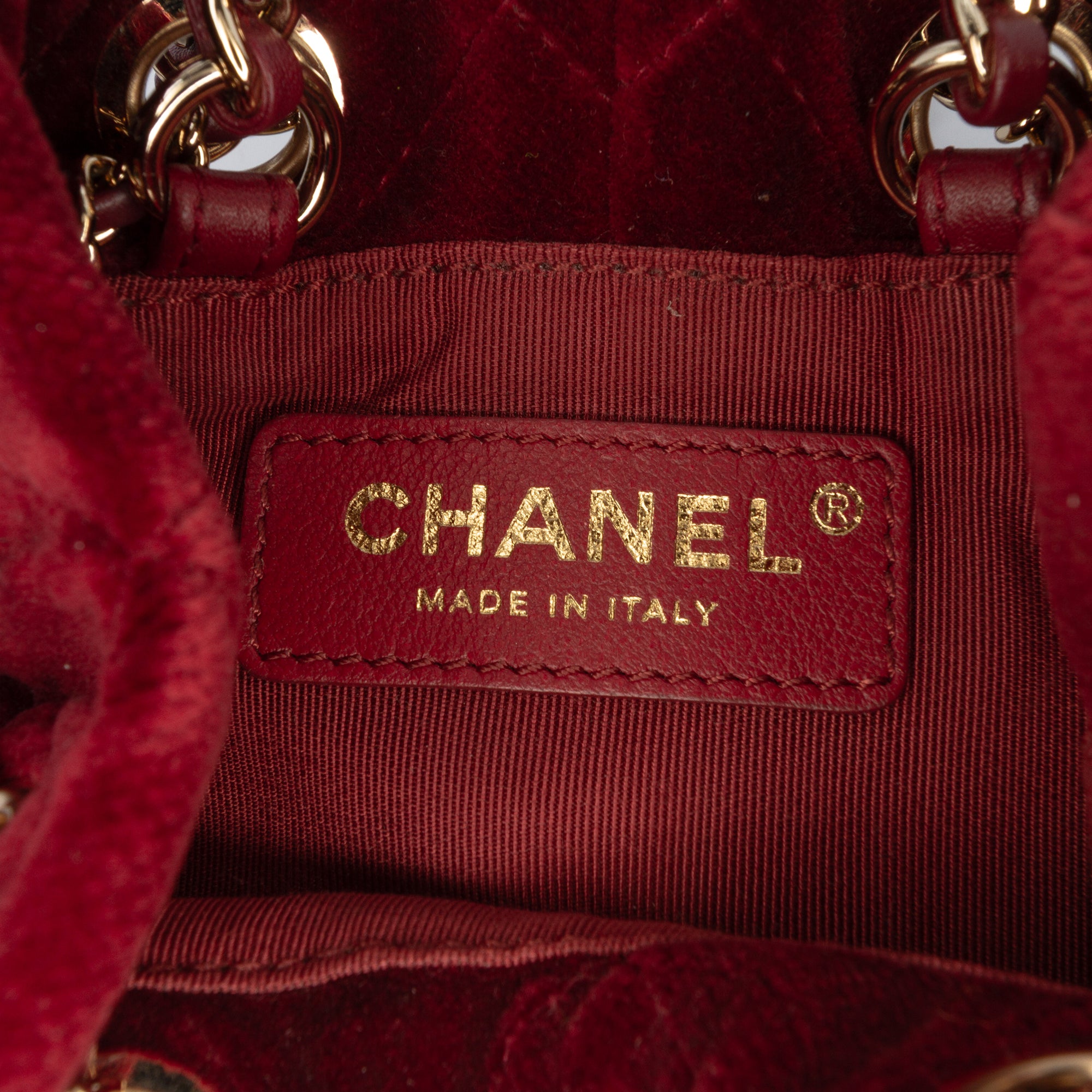 Mini Velvet Crystal Pearl Crush Bucket Bag - Image 5