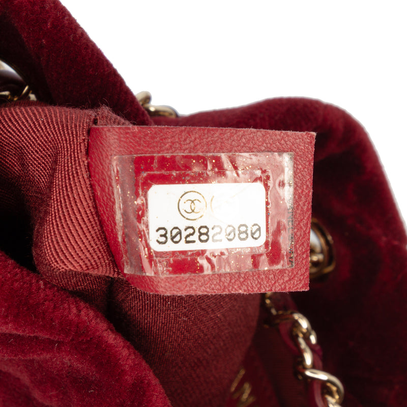 Mini Velvet Crystal Pearl Crush Bucket Bag - Image 6