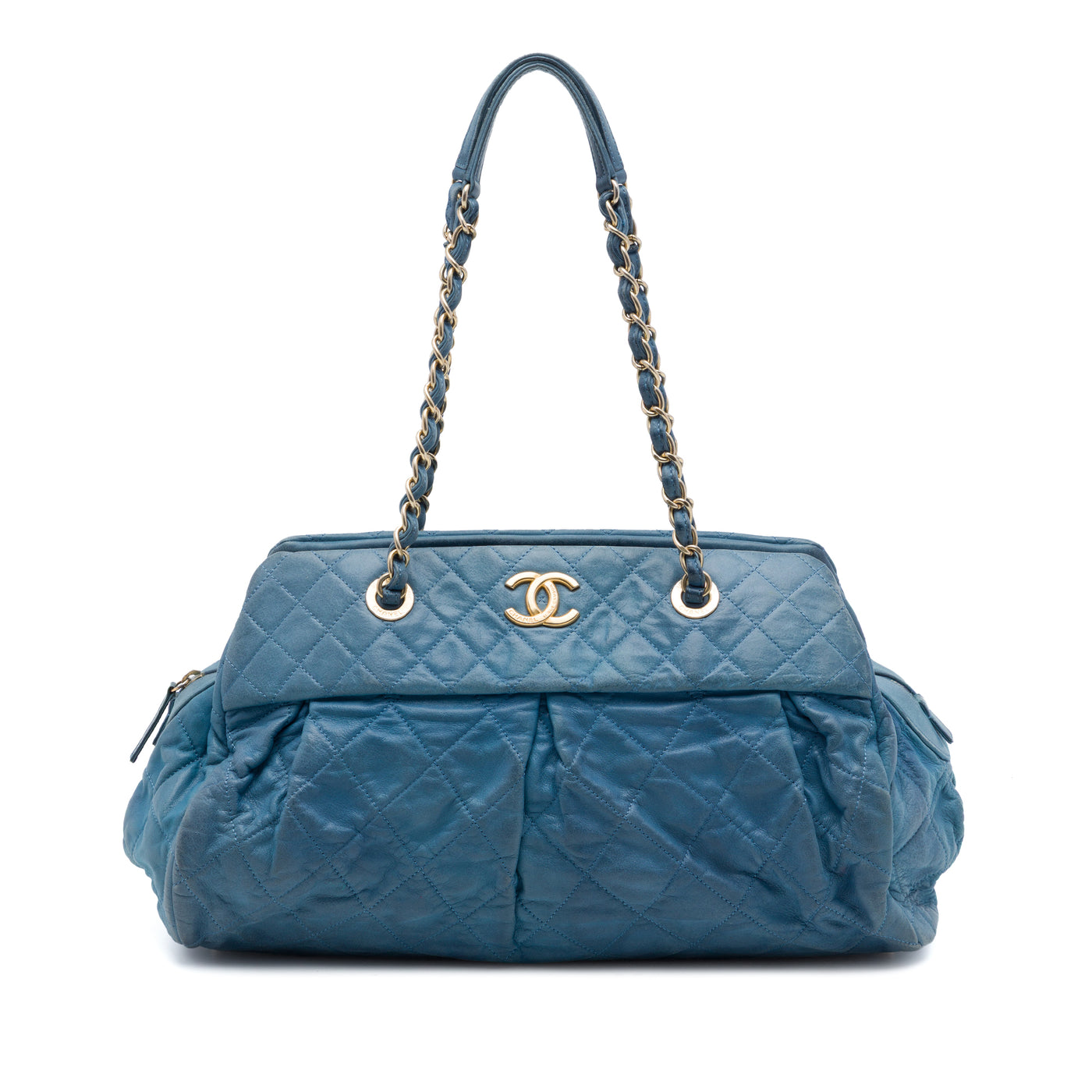 Quilted Iridescent Calfskin Chic Quilt Bowling Bag - Image 1