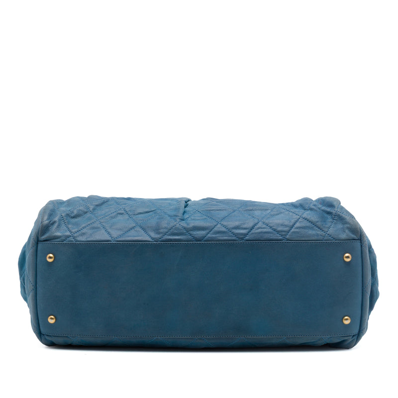 Quilted Iridescent Calfskin Chic Quilt Bowling Bag - Image 3