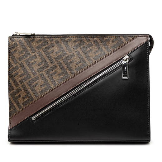 Zucca Coated Canvas Diagonal Front Zip Clutch - Image 1