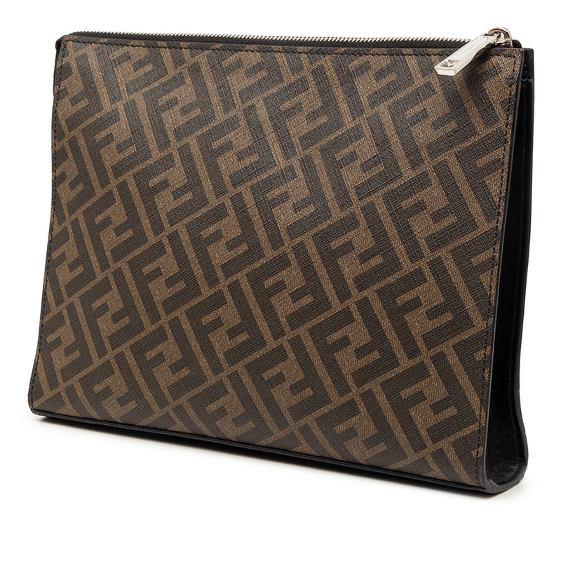 Zucca Coated Canvas Diagonal Front Zip Clutch - Image 2