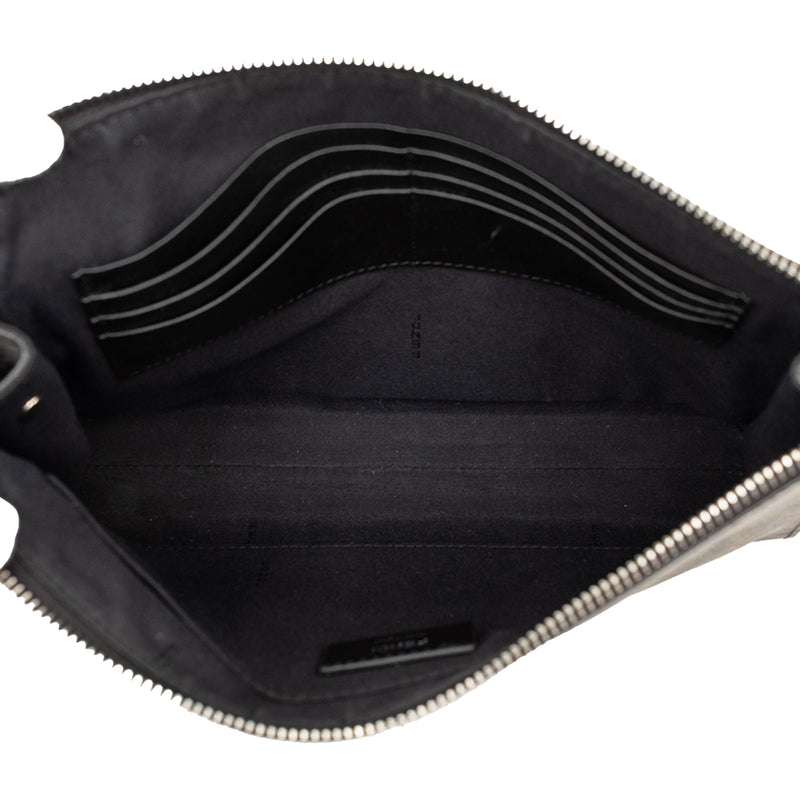 Zucca Coated Canvas Diagonal Front Zip Clutch - Image 4
