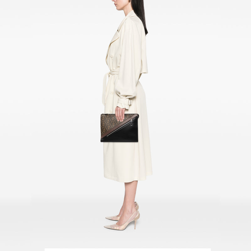 Zucca Coated Canvas Diagonal Front Zip Clutch - Image 6