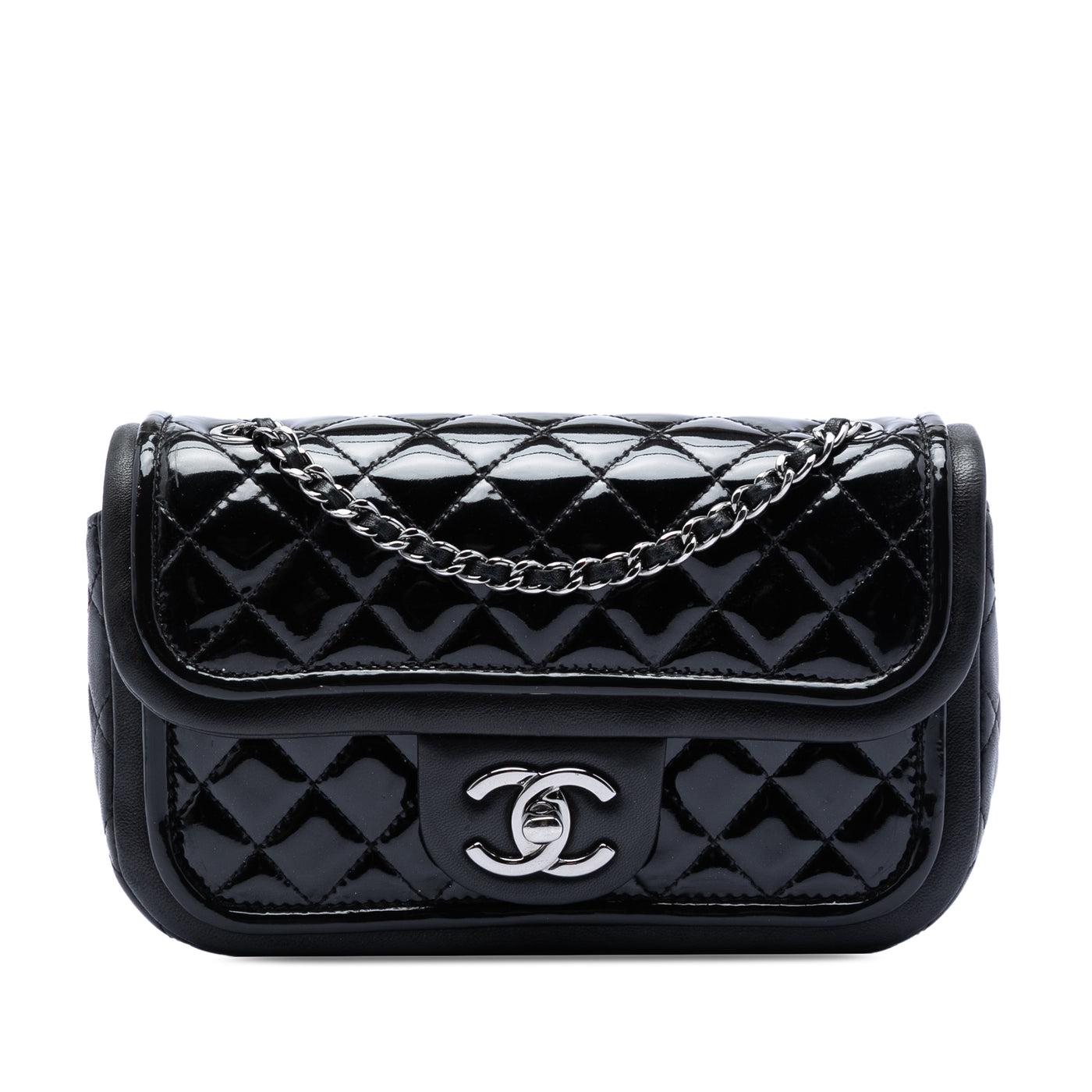 Small Quilted Patent and Lambskin Trimmed Classic Twist Flap - Image 1