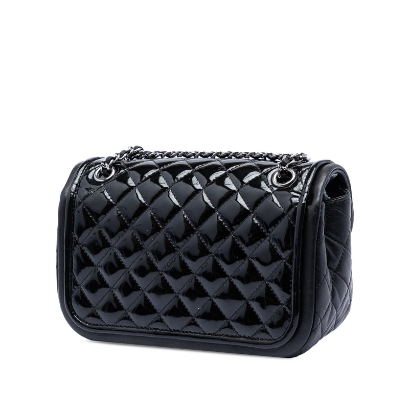 Small Quilted Patent and Lambskin Trimmed Classic Twist Flap - Image 2