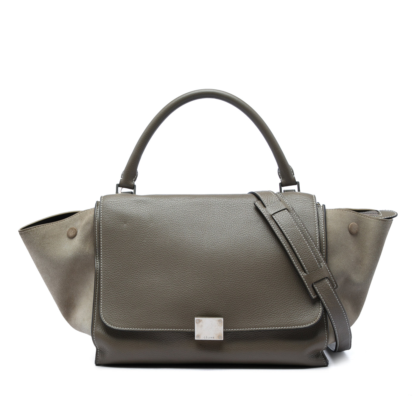 Medium Calfskin and Suede Trapeze Satchel - Image 1