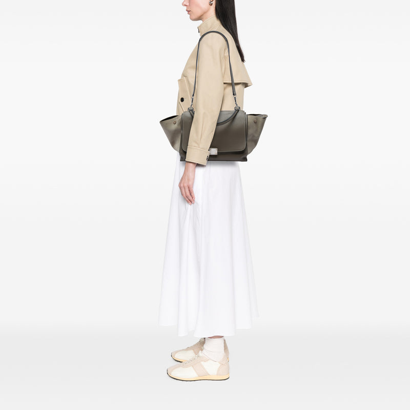 Medium Calfskin and Suede Trapeze Satchel - Image 6