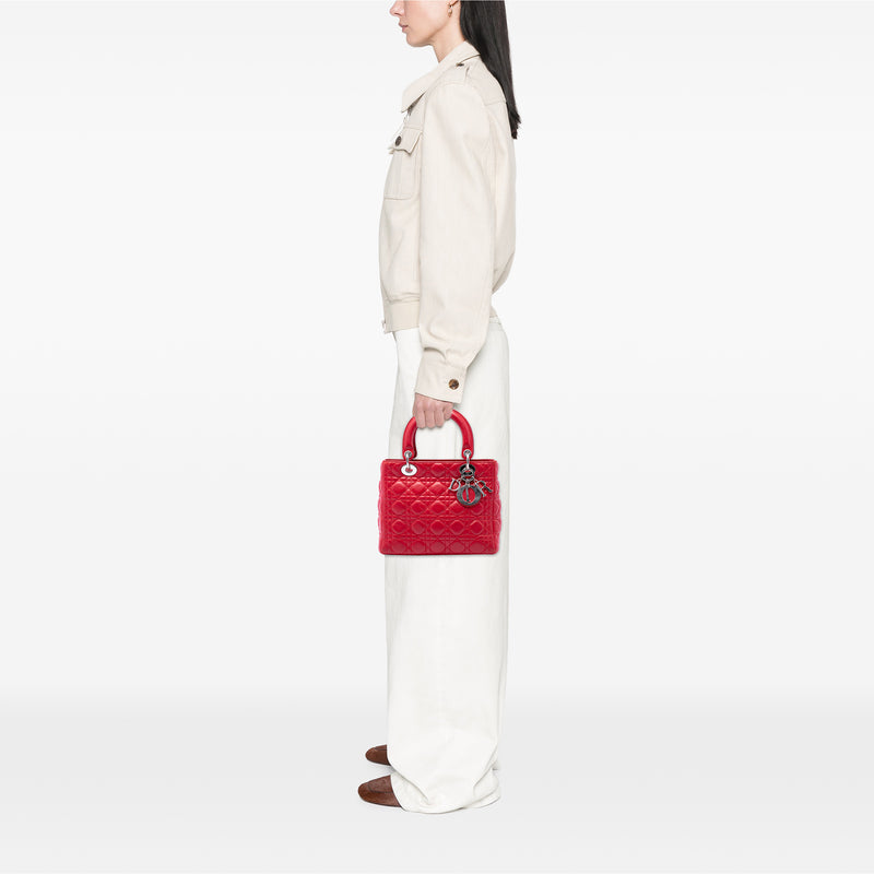 Medium Lambskin Cannage Lady Dior - Image 6