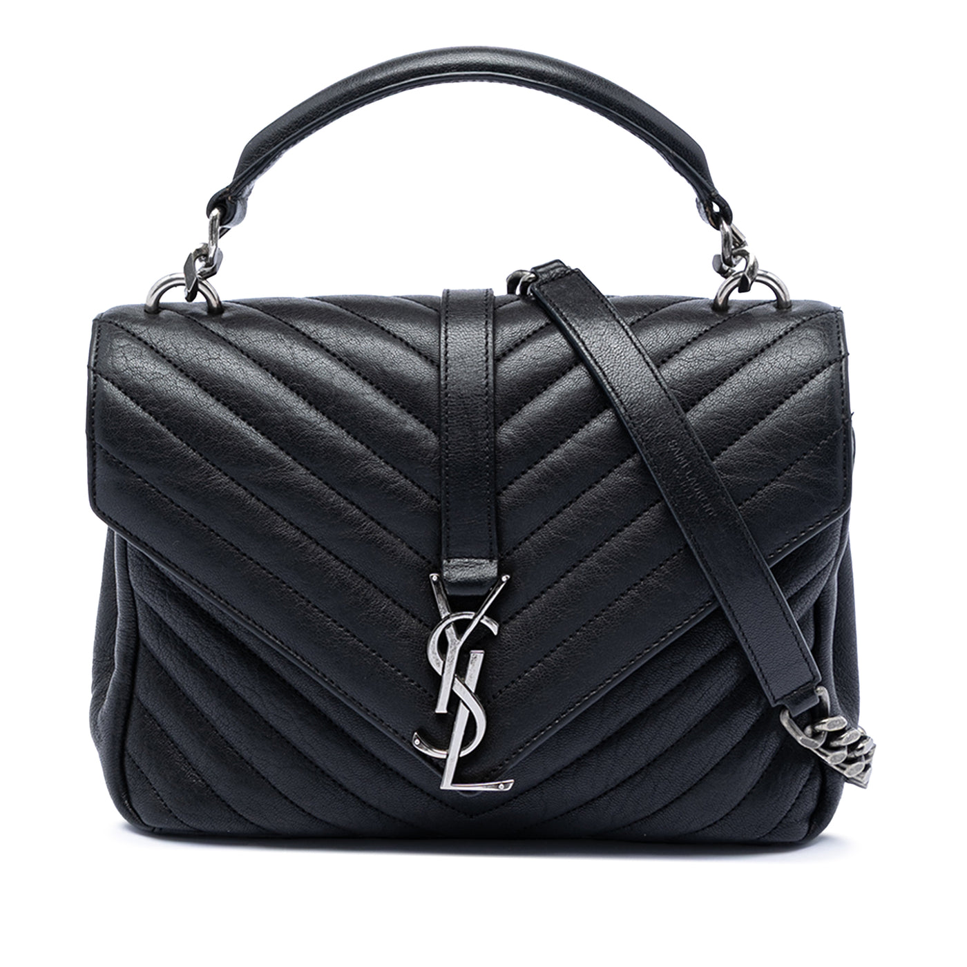 Medium Chevron Sheepskin Monogram College Satchel - Image 1