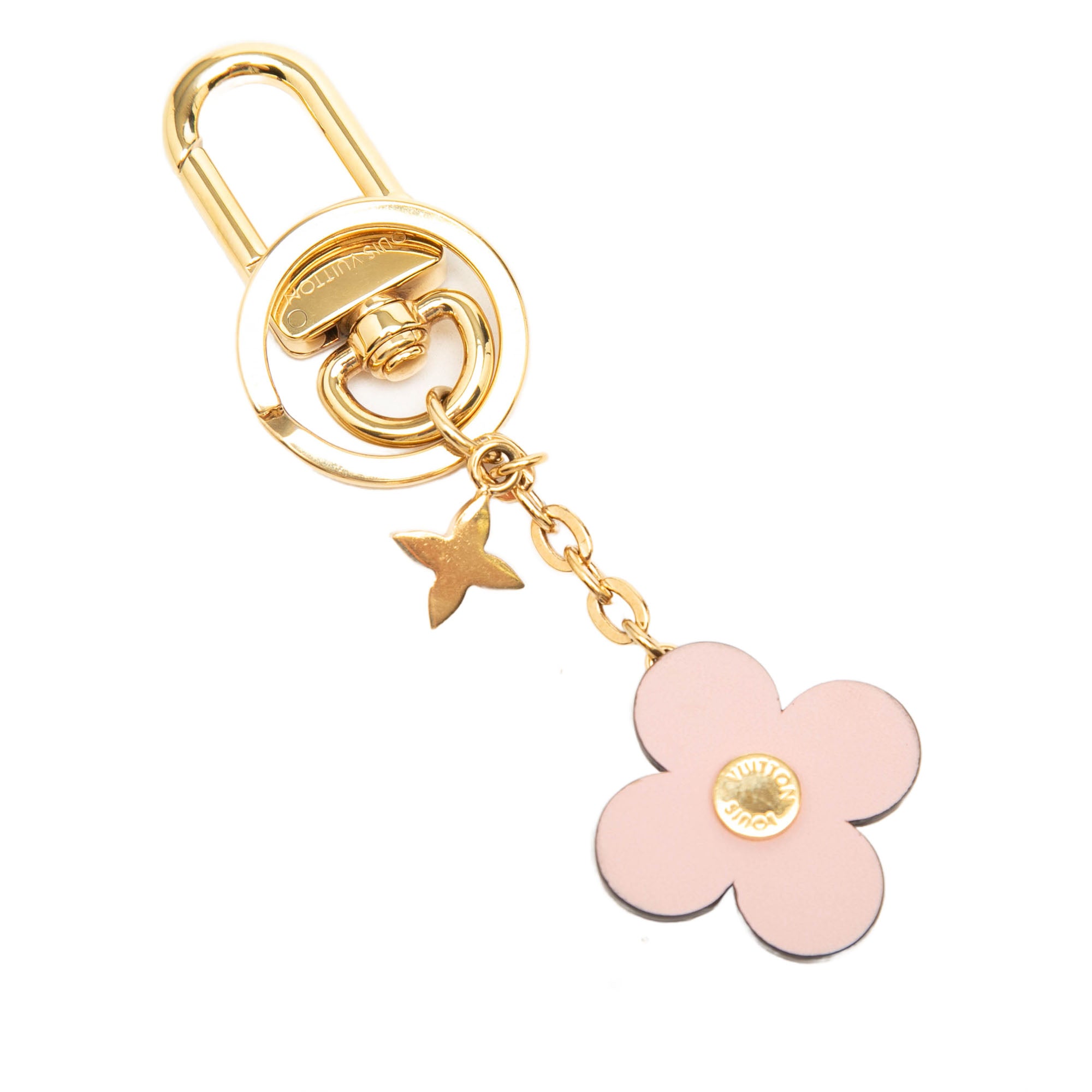 Gold Plated Monogram Blooming Flowers Bag Charm and Key Holder - Image 2