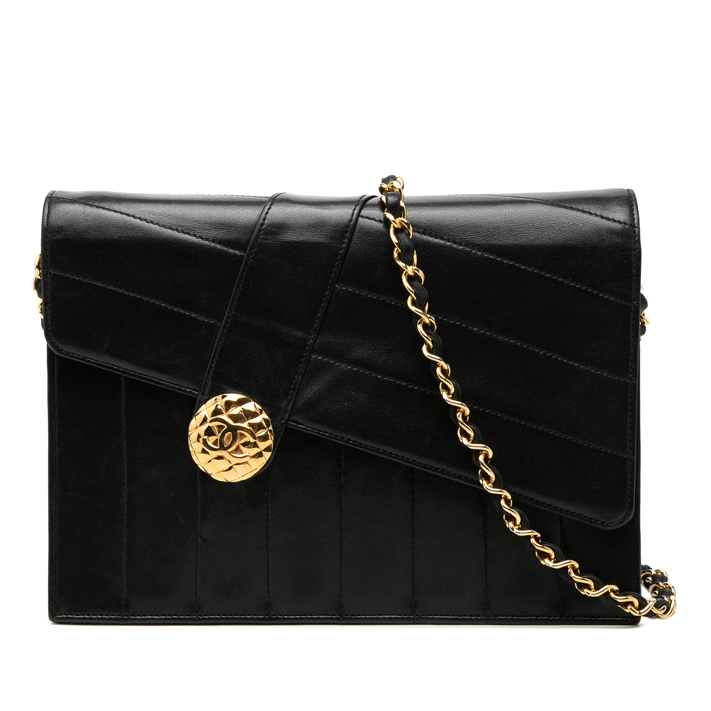 CC Vertical and Diagonal Quilted Calfskin Envelope Flap - Image 1