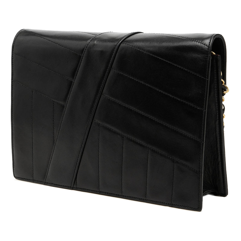 CC Vertical and Diagonal Quilted Calfskin Envelope Flap - Image 2