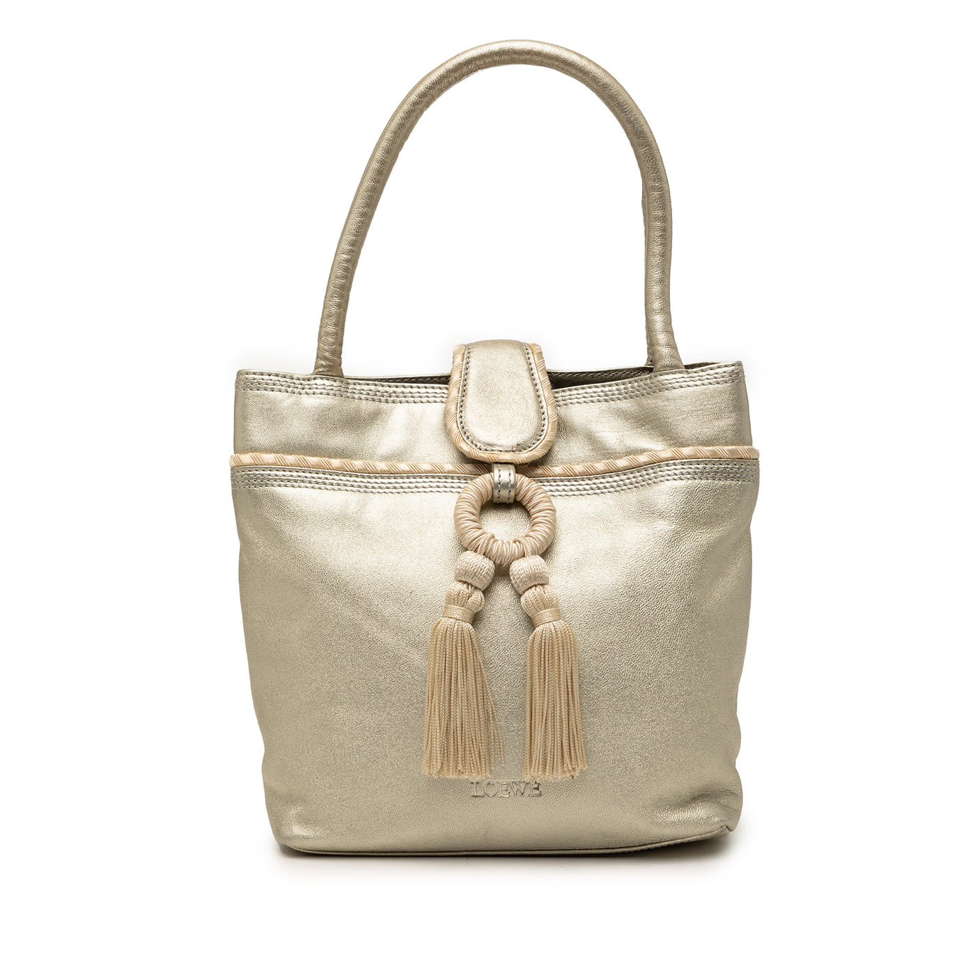 Metallic Leather Fringe Tassel Handbag - Image 1