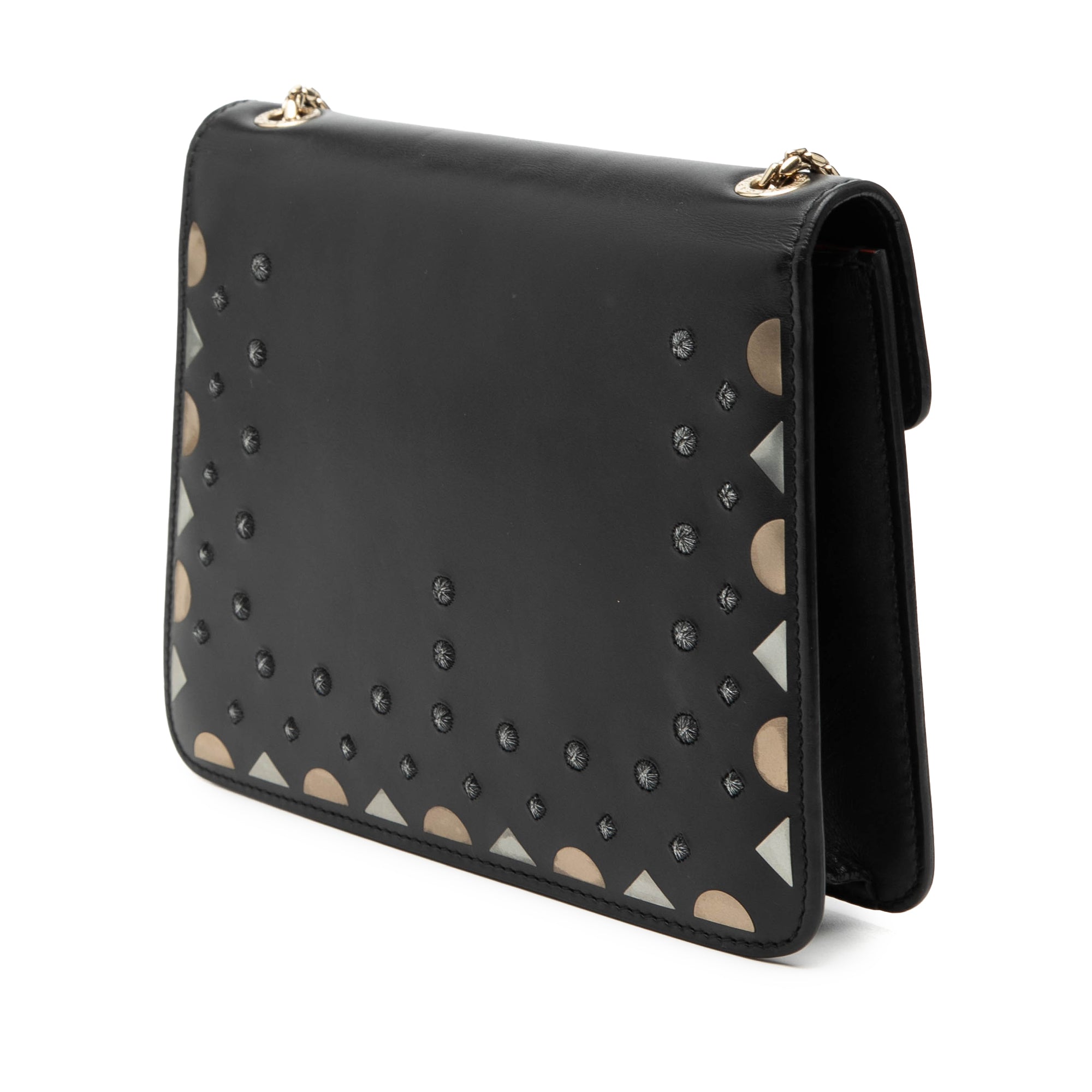 Small Studded Leather Laser Cut Square Serpenti Forever Chain Crossbody - Image 2