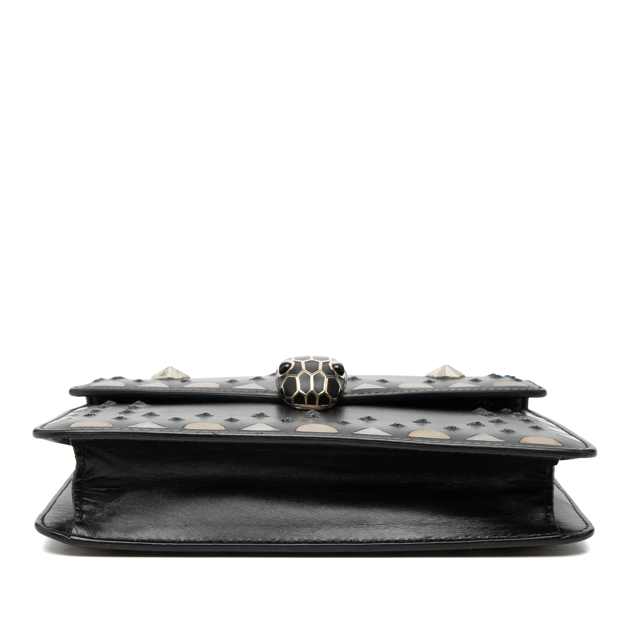 Small Studded Leather Laser Cut Square Serpenti Forever Chain Crossbody - Image 3
