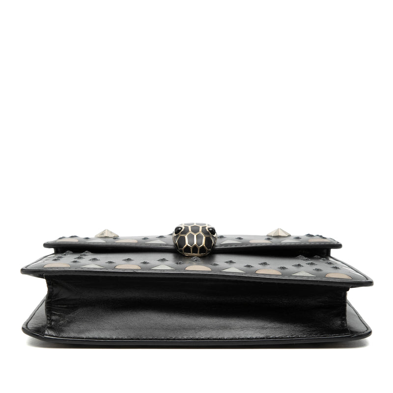Small Studded Leather Laser Cut Square Serpenti Forever Chain Crossbody - Image 3