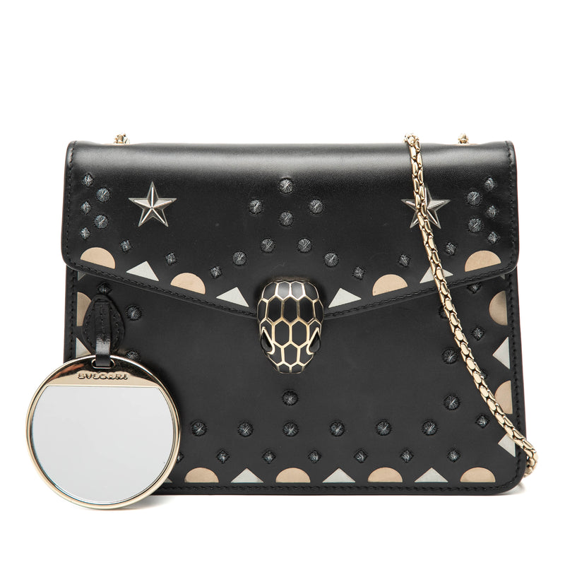 Small Studded Leather Laser Cut Square Serpenti Forever Chain Crossbody - Image 8