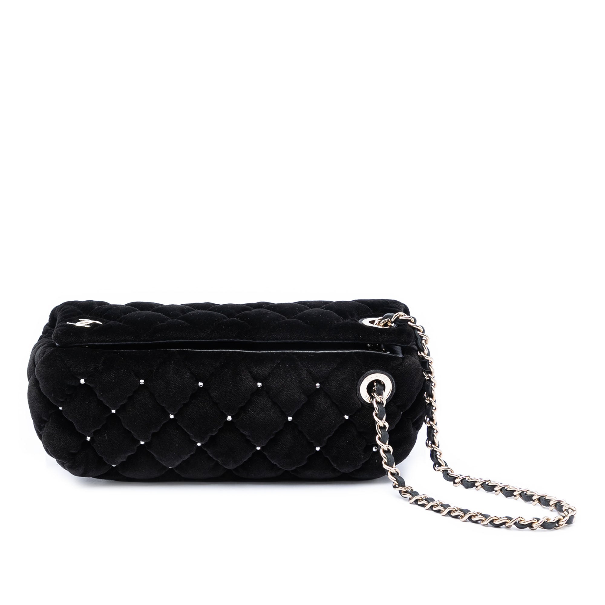 Quilted Velvet Diamante Wristlet Clutch - Image 1