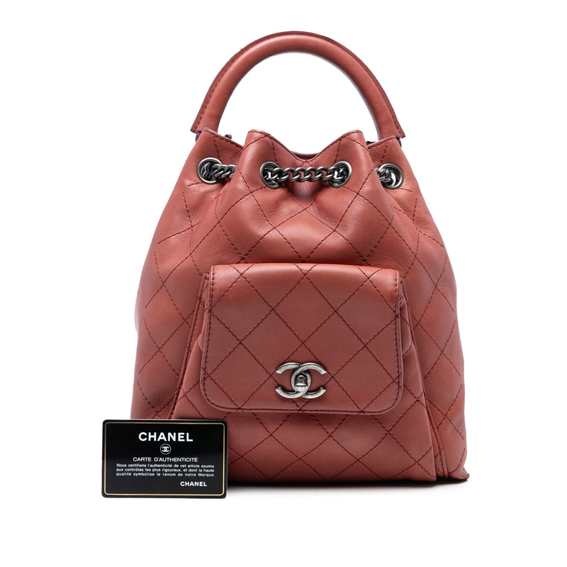 Medium Stitched Calfskin Urban Luxury Drawstring Backpack - Image 8