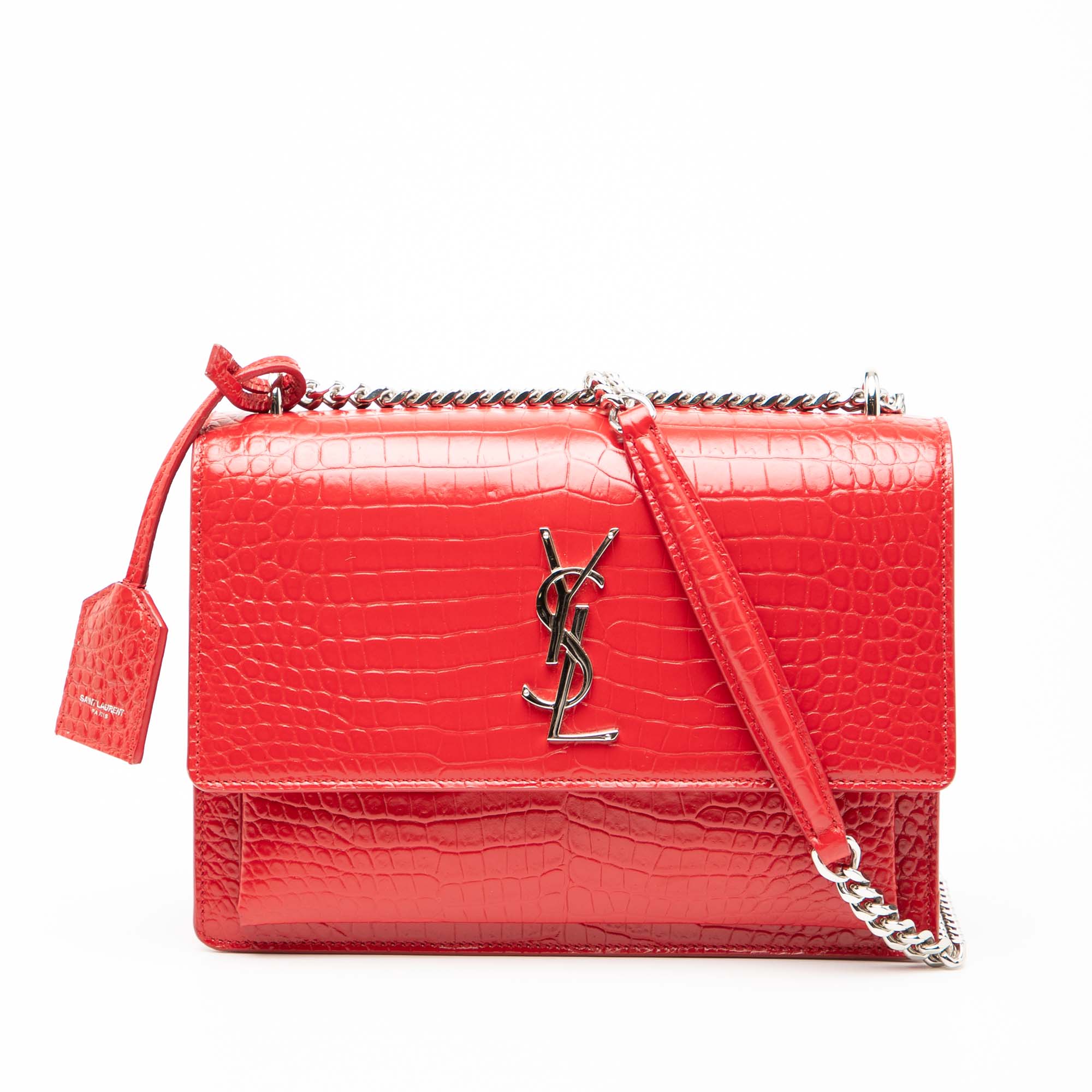 Medium Croc Embossed Leather Monogram Sunset Crossbody - Image 1