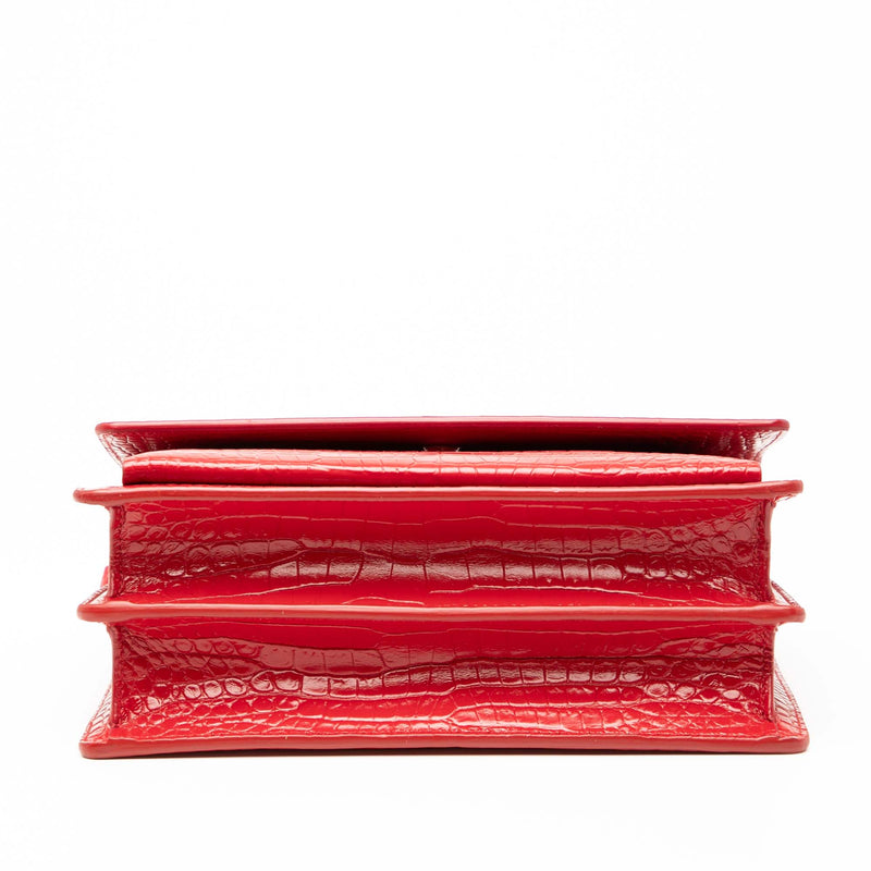 Medium Croc Embossed Leather Monogram Sunset Crossbody - Image 3