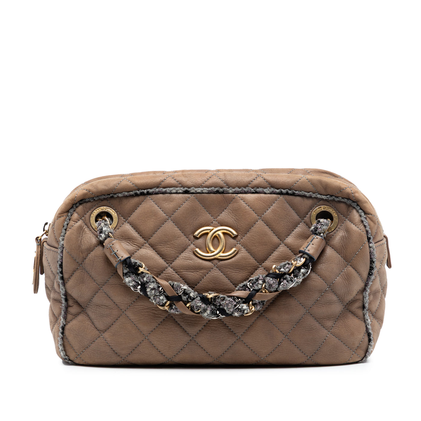 CC Quilted Iridescent Calfskin Tweed Bowler Bag - Image 1