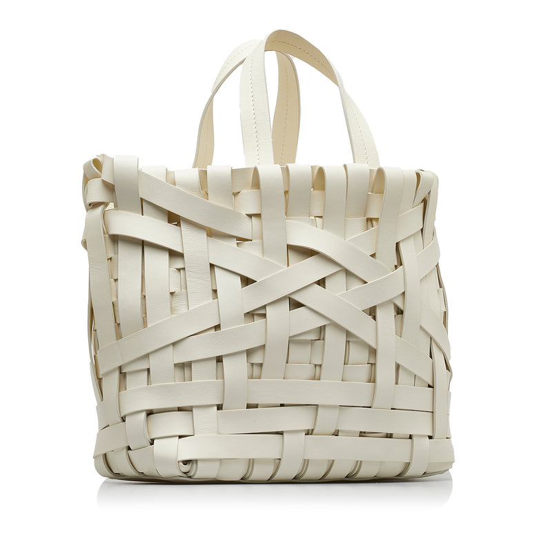 Woven Leather Basket Tote - Image 2