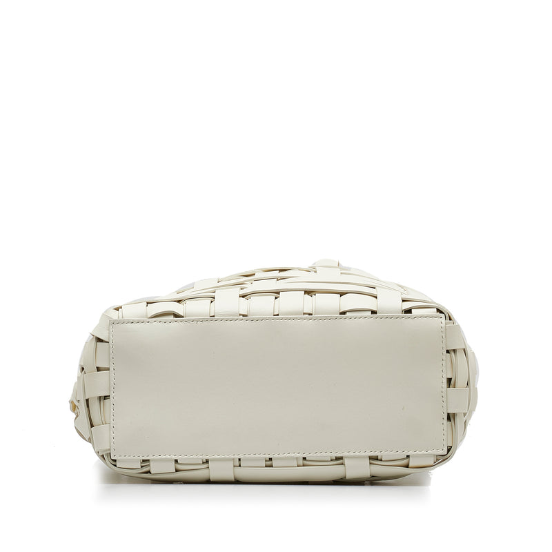 Woven Leather Basket Tote - Image 4
