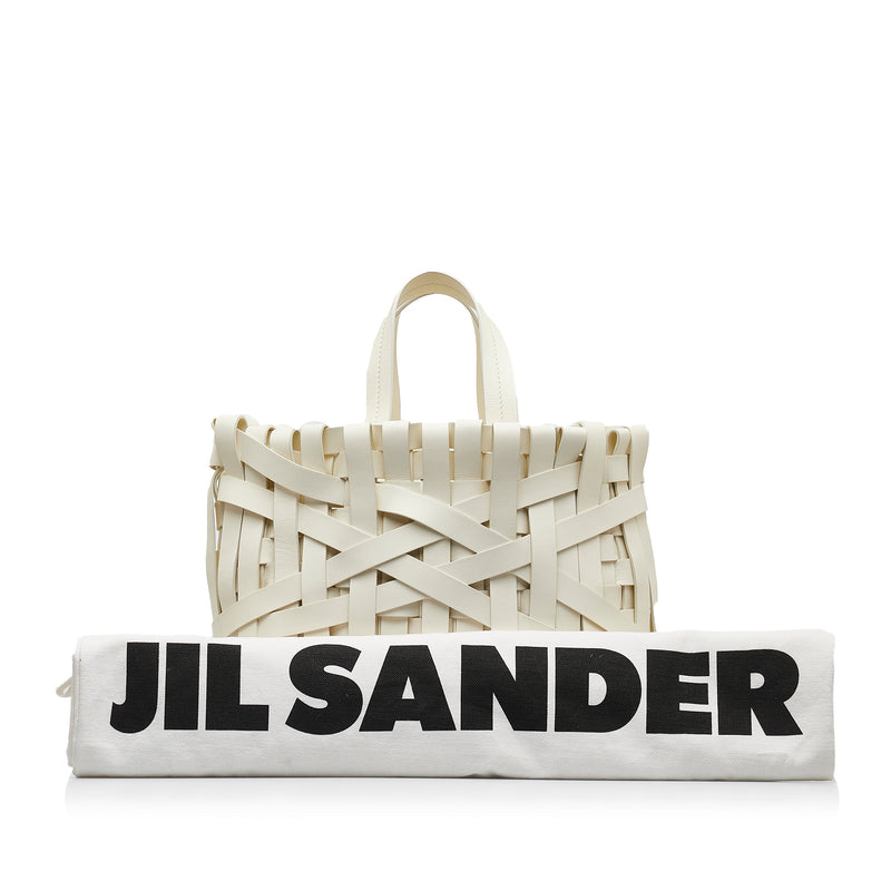 Woven Leather Basket Tote - Image 9
